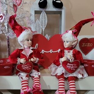 Valentine's Day Elf Dolls in Red and White